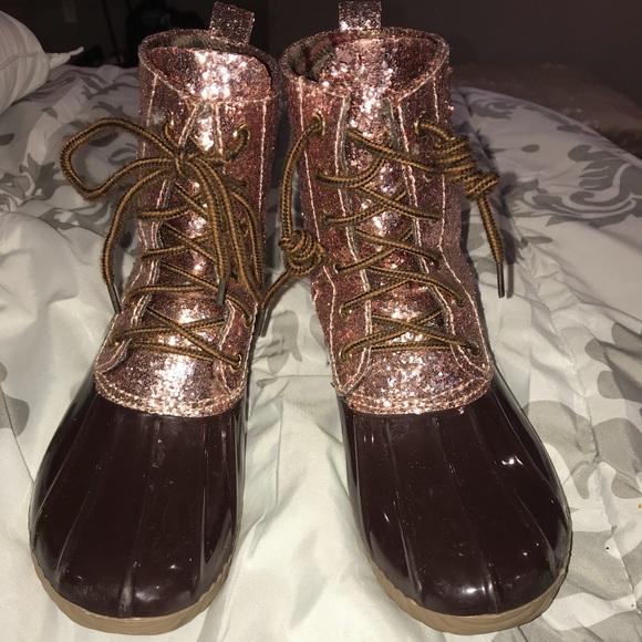 womens glitter duck boots